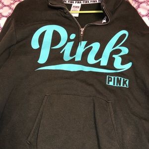 VS PINK olive green, half zip up sweatshirt